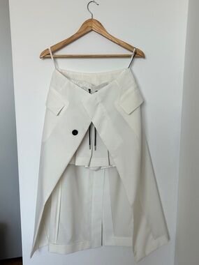 White Sacai Double-layer Midi Skirt